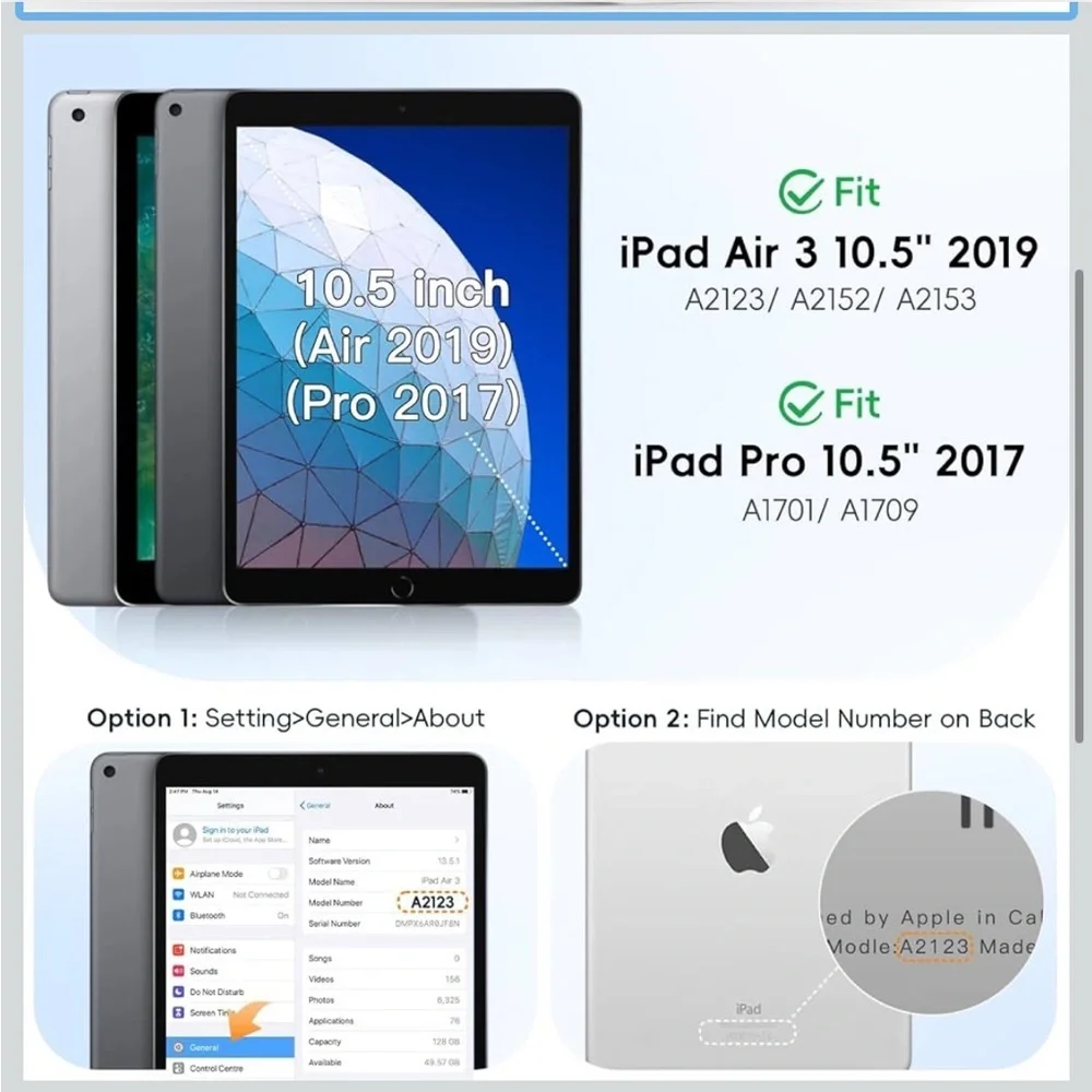 BATYUE 10.5” Case For Ipad Air 3rd Generation 2019 / Ipad Pro 10.5 2017 610/lb-1